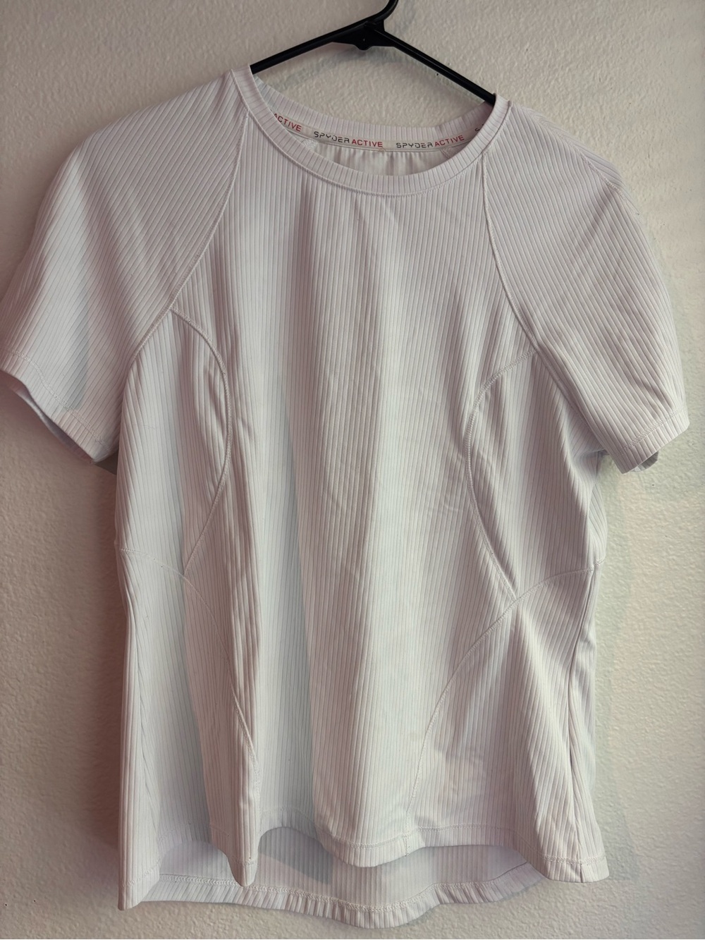 Spyder White Ribbed Short Sleeve Active Tee